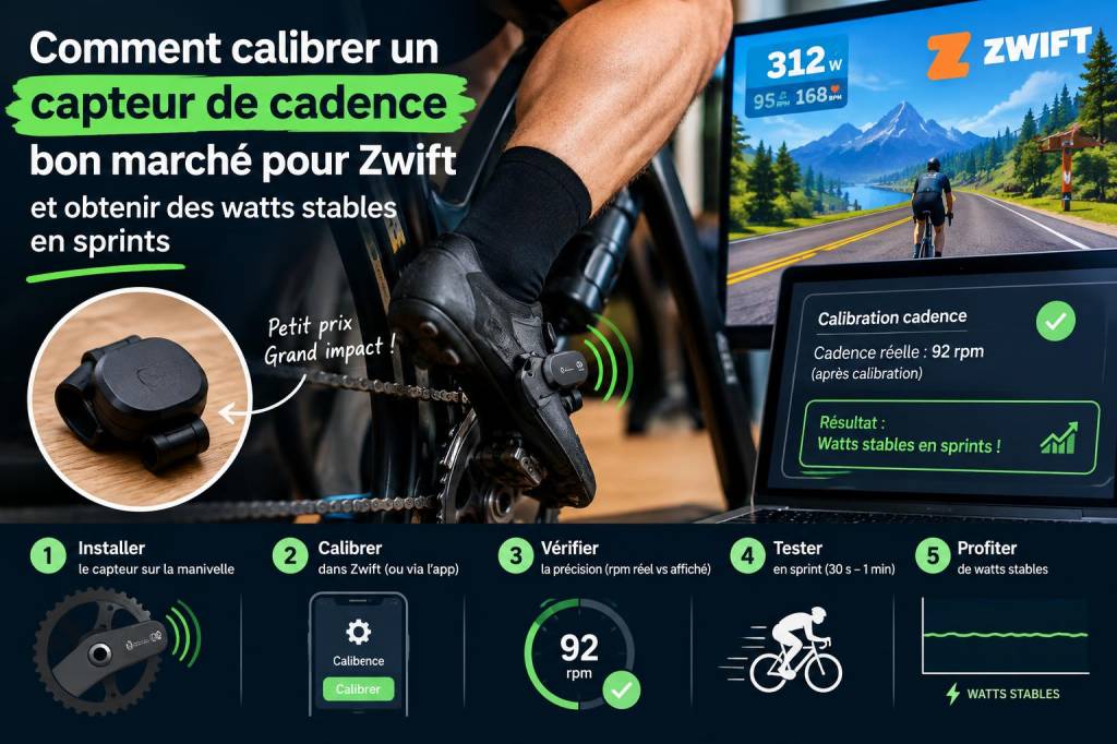 Comment calibrer un capteur de cadence bon marché pour zwift et obtenir des watts stables en sprints
